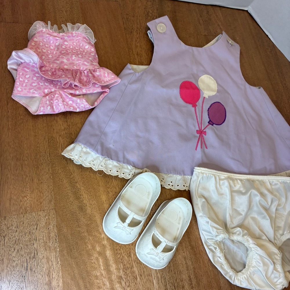 Vintage Samara 12M Doll Clothes Baby Girl Dress Swimsuit Shoes Fairy 4pc - Picture 2 of 16